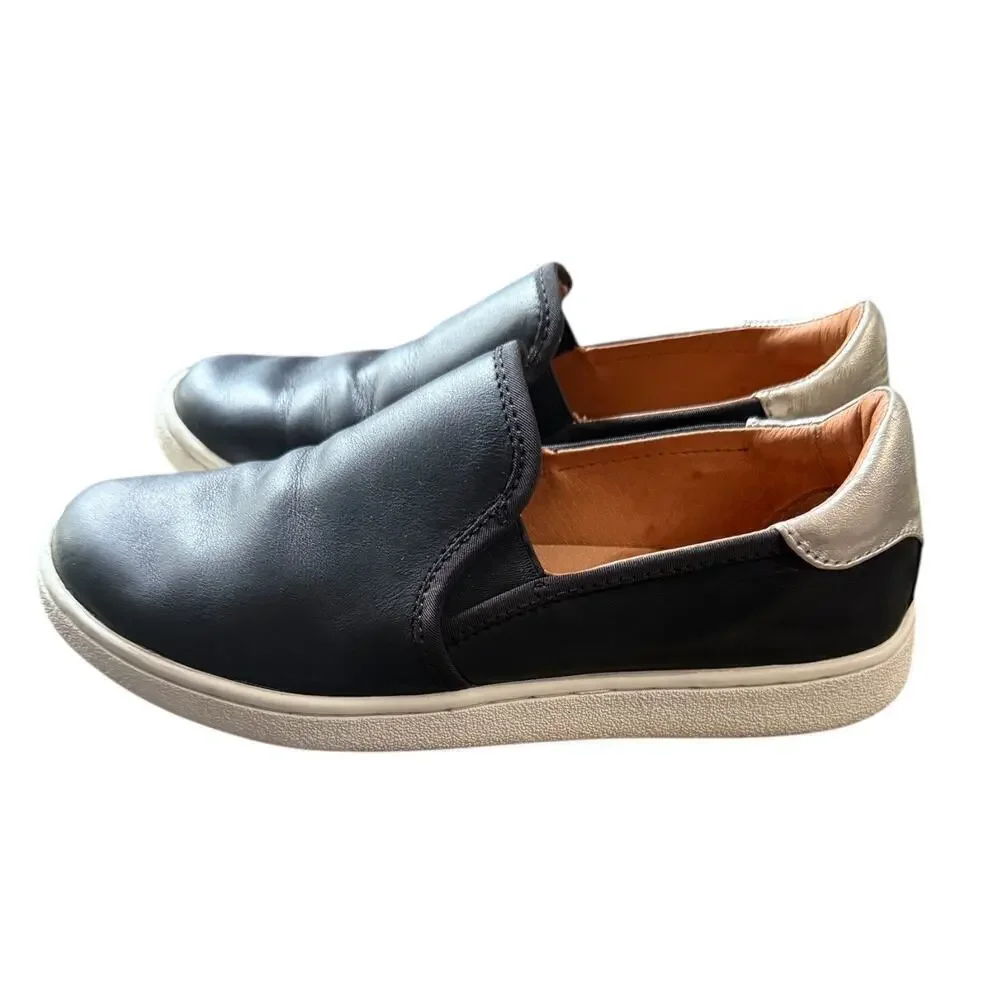UGG Black Leather Slip-On Sneakers Size 6.5